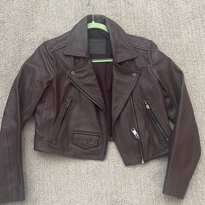 All Saints cropped Genuine Leather Jacket